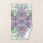 Conception Abstraite fractale violet et verte (Serviette à main)
