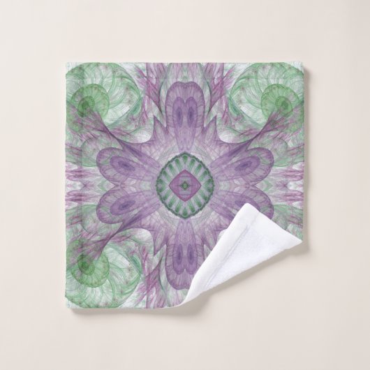 Conception Abstraite fractale violet et verte (Gant de toilette)