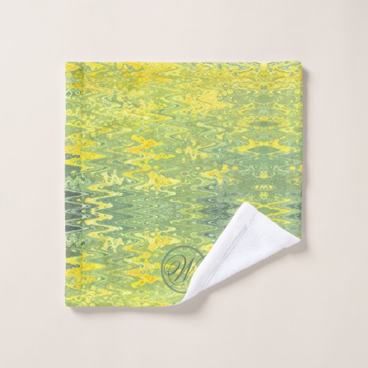 Conception abstraite jaune et verte (Gant de toilette)