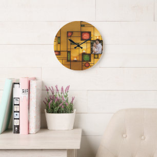 Conception Art Déco Multicolore Un -Photo Horloge