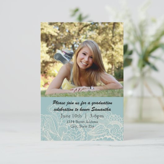 Conception bleue - faire-part de l'obtention du (Debout devant)