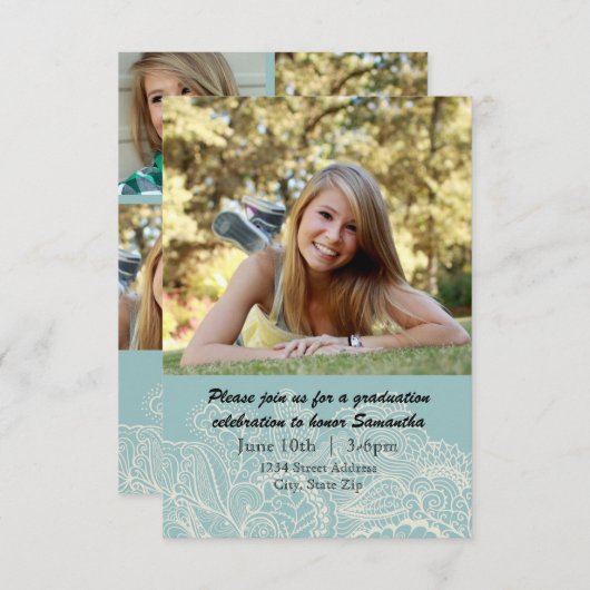 Conception bleue - faire-part de l'obtention du (Devant / Derrière)