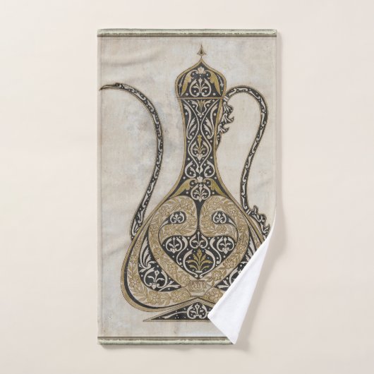 Conception calligraphique d'un pot de thé victorie (Serviette à main)