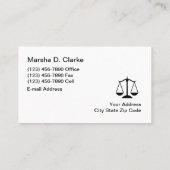 Conception Carte de visite d'avocat féminine de cl (Dos)