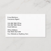 Conception Carte de visite de l'agent d'assurance  (Dos)