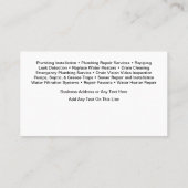 Conception Carte de visite du service de plomberie (Dos)