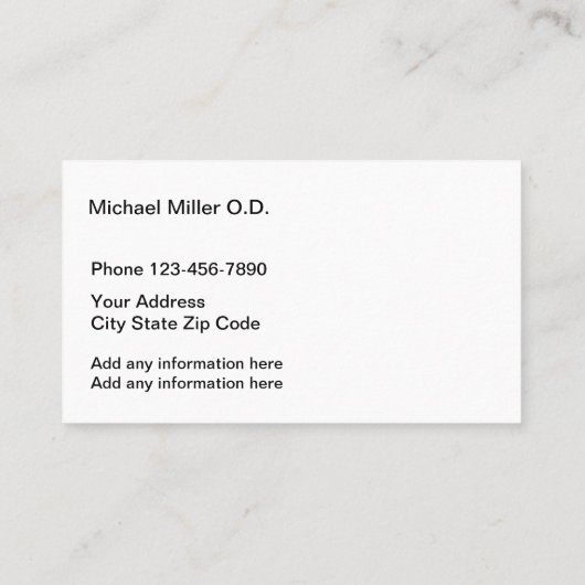 Conception Carte de visite optométrique (Dos)