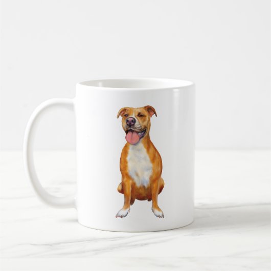 Conception d'art de chien de Pitbull sur une tasse (Gauche)