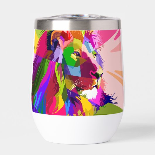 Conception d'art pop prismatique coloré de lion (Avant)