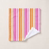 Conception de bandes verticales orange rose blanc  (Gant de toilette)