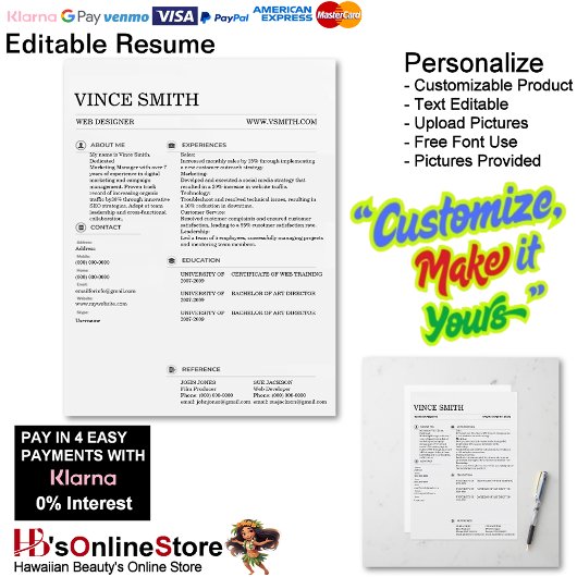 Conception de base de modèle de CV Personnalisatio