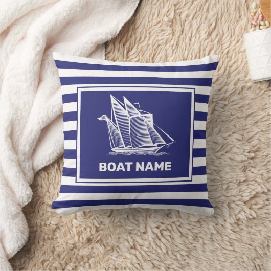 Conception de bateau nautique Coussin rayé bleu ma (Couverture)