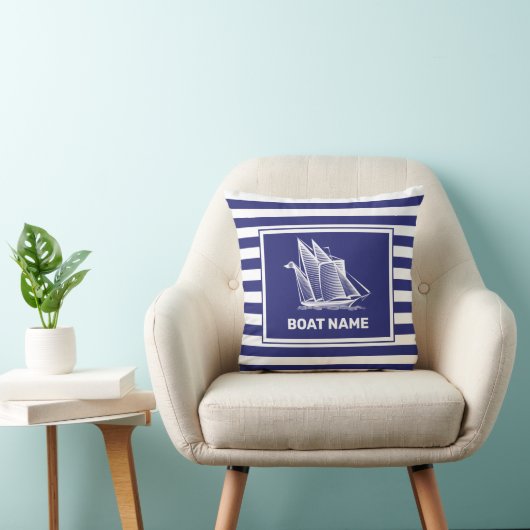 Conception de bateau nautique Coussin rayé bleu ma (Chaise)