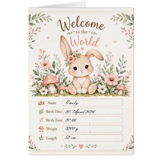 Conception de bébé lapin doux avec champs de donné (Devant)