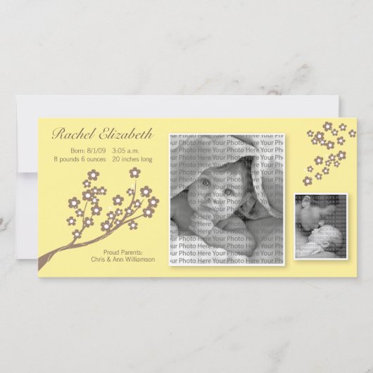 Conception de branches 8x4 Faire-part de naissance (Devant)