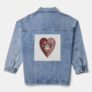Conception de broderie vintage de coeur de vache m