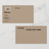 CONCEPTION DE CAFÉ carte de visite (Devant / Derrière)