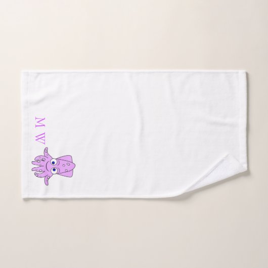 Conception de calamar violet monogrammée (Serviette à main)