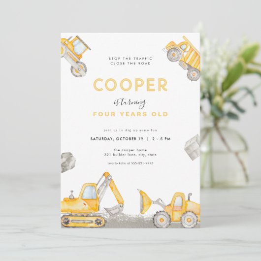 Conception de Camion Boy Boy Invitation Anniversai (Debout devant)