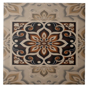 Conception de carreaux de mandala floral de terre