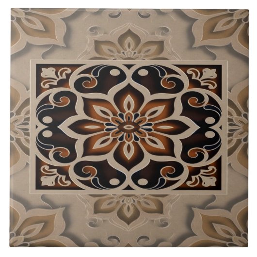 Conception de carreaux de mandala floral de terre (Devant)