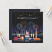 Conception de carte d'anniversaire avec Fireworks  (Devant/Arrière en situation)