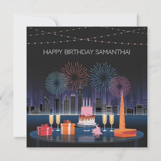 Conception de carte d'anniversaire avec Fireworks  (Devant)