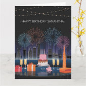Conception de carte d'anniversaire avec Fireworks (Fleur jaune)