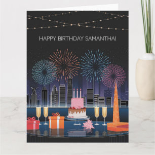 Conception de carte d'anniversaire avec Fireworks