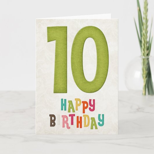 Conception de carte d'anniversaire joyeux 10ème an (Devant)