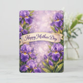 Conception de carte de fête des mères Iris Violet (Debout devant)
