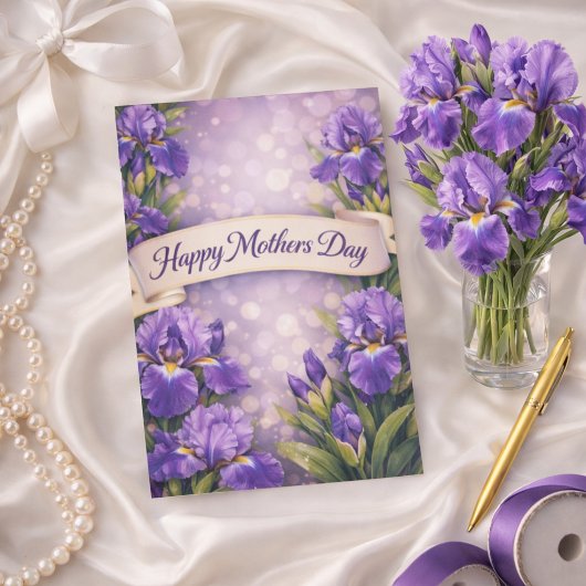 Conception de carte de fête des mères Iris Violet
