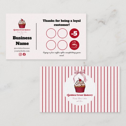 Conception de carte de fidélité de la boulangerie (Devant / Derrière)