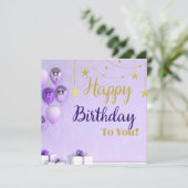 Conception de carte de joyeux anniversaire violet  (Debout devant)