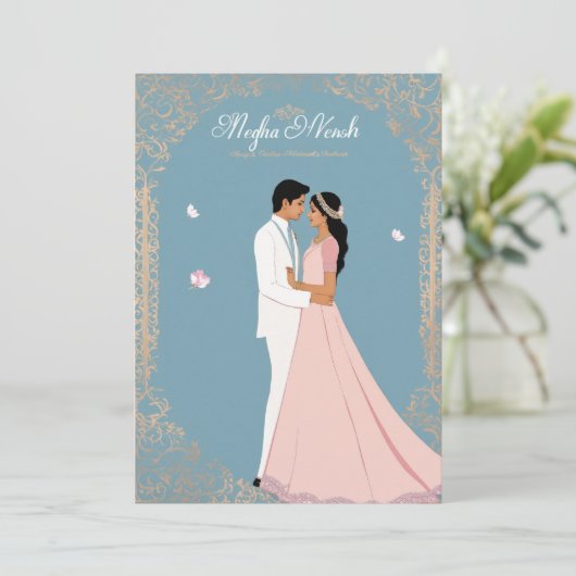 conception de carte de mariage, simple et élégant, (Debout devant)