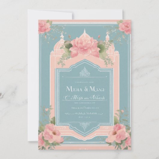 conception de carte de mariage, simple et élégant, (Dos)