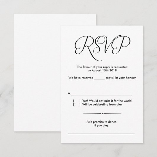 Conception de carte de réponse de mariage rustique (Devant / Derrière)