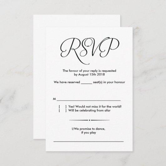 Conception de carte de réponse RSVP de mariage rus (Devant / Derrière)