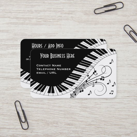 Conception de carte de visite de musique de clavie (Devant/Arrière en situation)