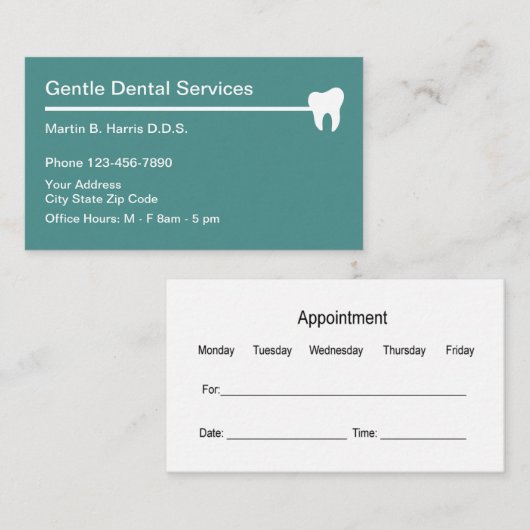 Conception de carte de visite douce de dentiste (Devant / Derrière)