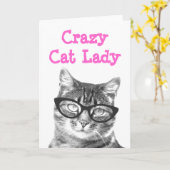Conception de carte de vœux dame aux chats folle (Fleur jaune)