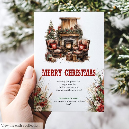 Conception de carte de vœux de Noël cowboy rouge v