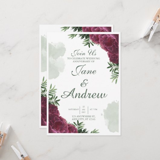 Conception de carte d'invitation de mariage (Devant/Arrière en situation)