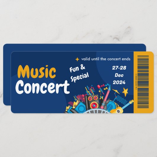 Conception de carte d'invitation pour soirée music (Devant / Derrière)