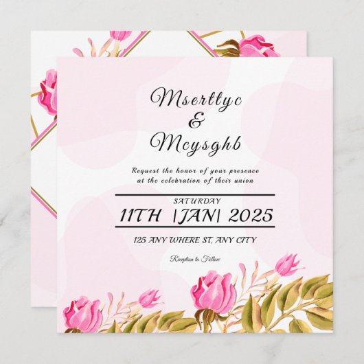 Conception de carte faire-part de mariage (Devant / Derrière)