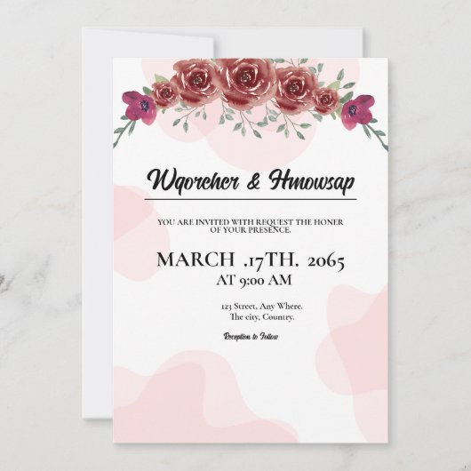 Conception de carte faire-part de mariage carré (Devant)