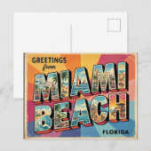 Conception de carte postale de voyage rétro Miami  (Devant / Derrière)