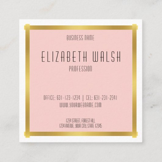 Conception de carte professionnelle rose et or (Dos)