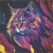 Conception de chat abstrait Autocollant vinyle déc (Recto)