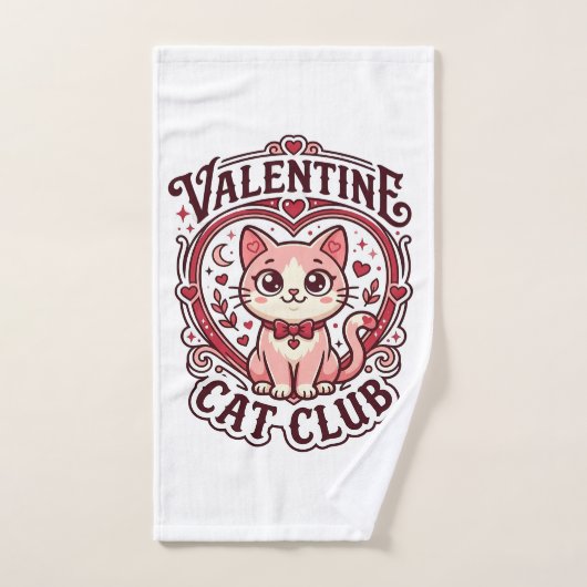 Conception de chat drôle de la Saint-Valentin - Ch (Serviette à main)